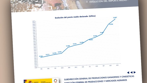 El pasado noviembre registró un precio medio de la leche en España de 0,587 €/litro