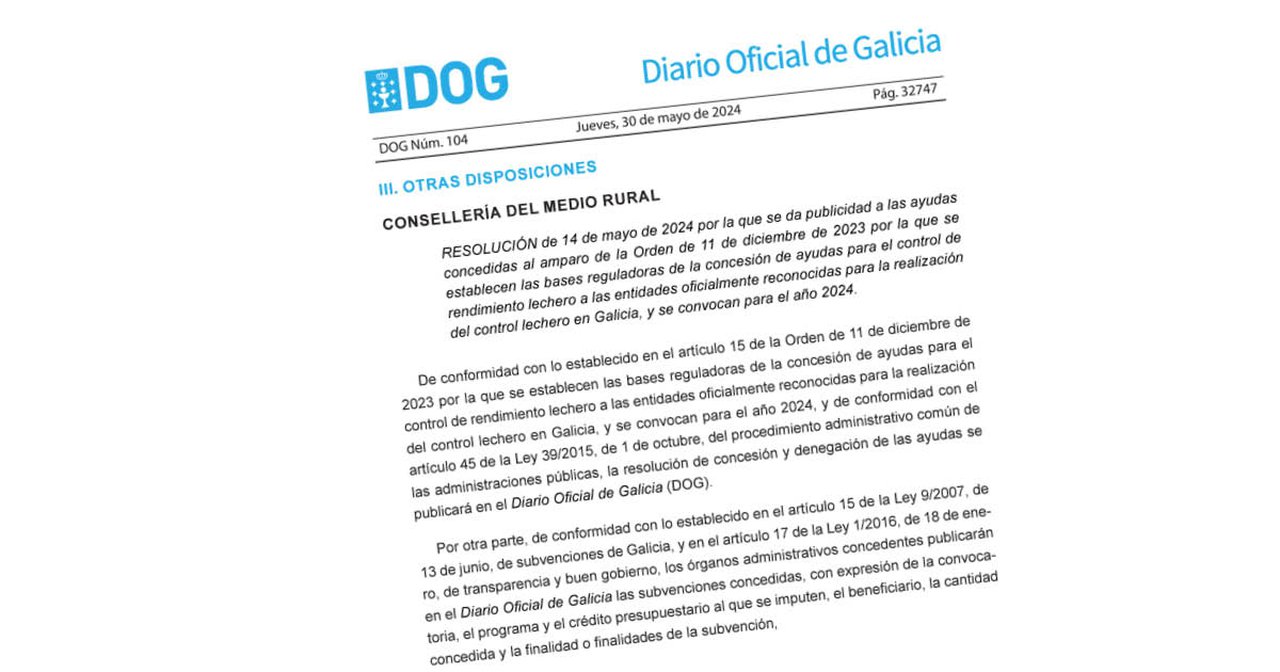 Publicadas las ayudas destinadas a las entidades del control lechero en Galicia