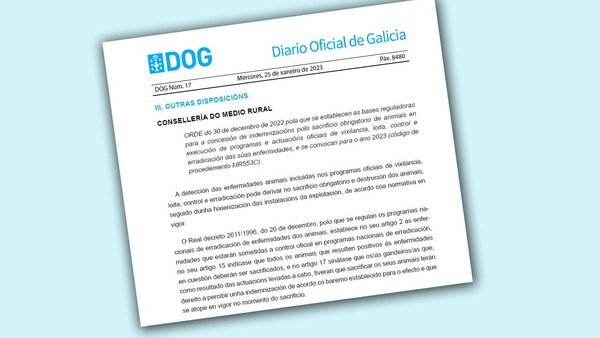 Publicadas las ayudas relacionadas con los programas de erradicación y control de enfermedades animales