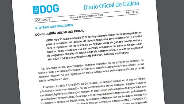 Convocadas las ayudas para compensaciones por inactividad y para reposición de ganado
