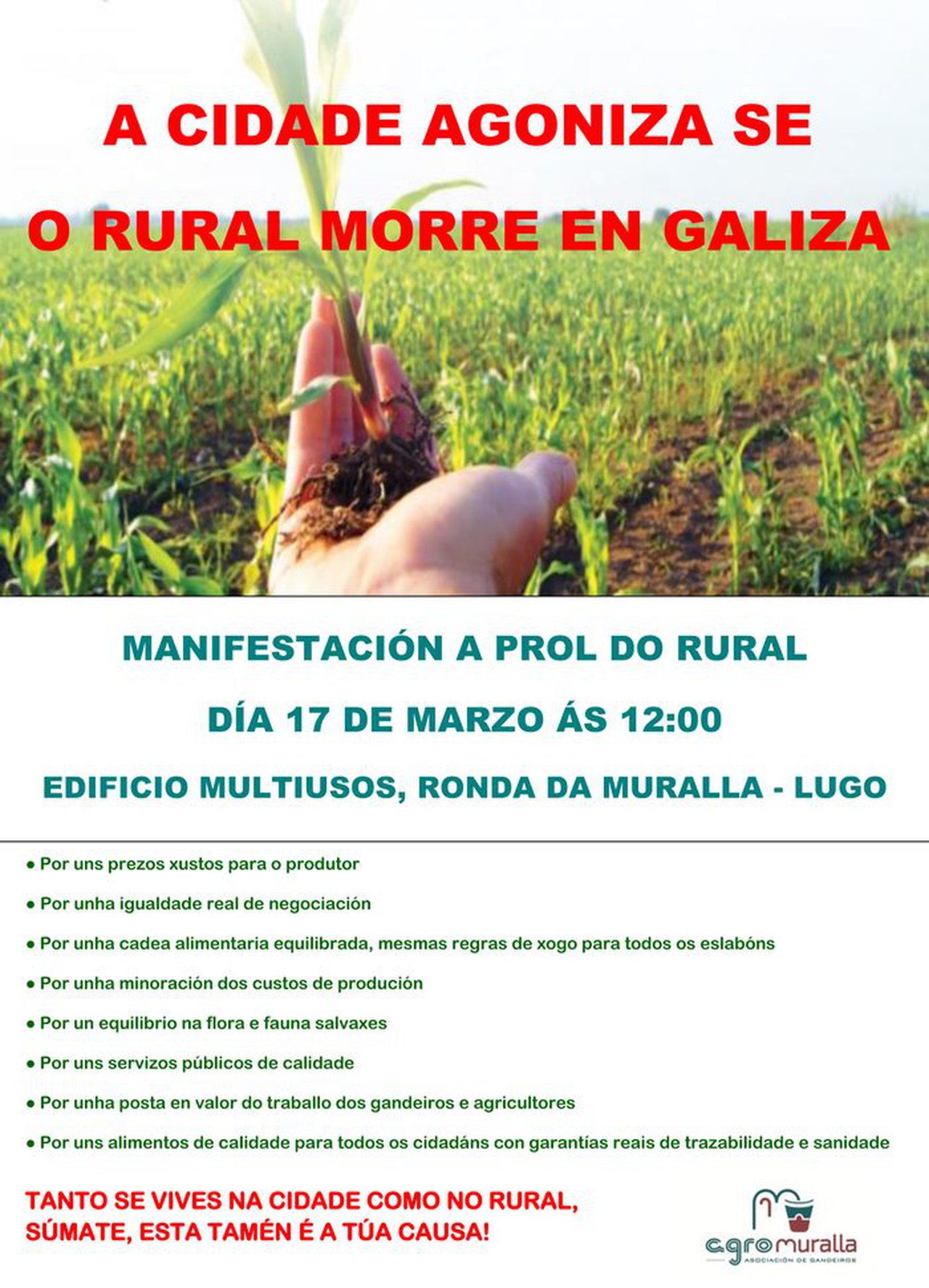 Agromuralla explica os motivos da manifestación do día 17