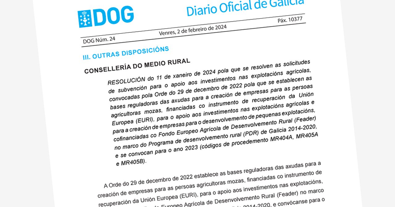 Publicada a resolución de axudas para a mellora de ganderías e a incorporación de mozos