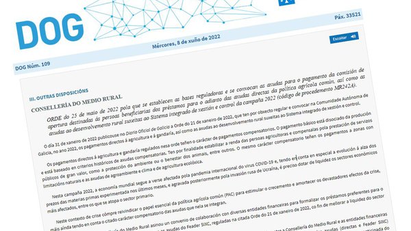 Convocadas las ayudas para el adelanto de la PAC en Galicia