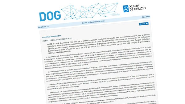 Convocadas ayudas por valor de 38,8 millones de euros para la incorporación de jóvenes, para planes de mejora y para pequeñas explotaciones en Galicia