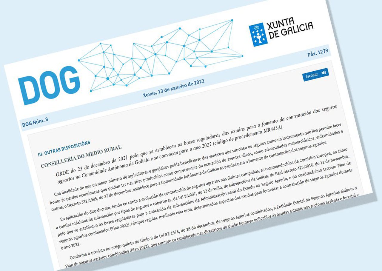 La Xunta incrementa cerca de un 17 % las ayudas para fomentar la contratación de seguros agrarios
