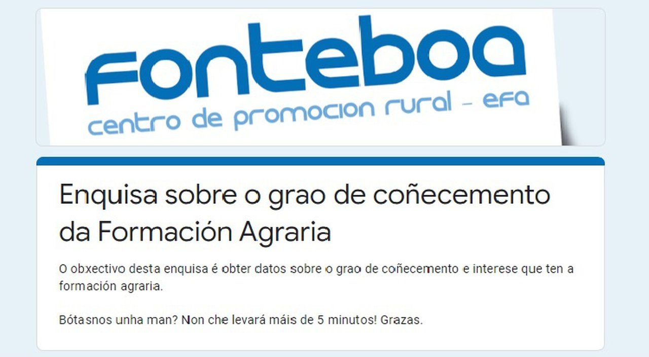Enquisa de EFA Fonteboa sobre o coñecemento e interese da formación agraria
