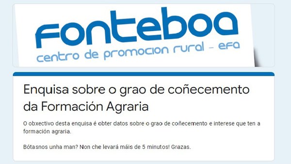 Enquisa de EFA Fonteboa sobre o coñecemento e interese da formación agraria