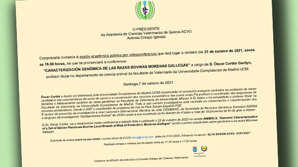 Invitación á videoconferencia “Caracterización xenómica das razas bovinas Morenas Galegas”
