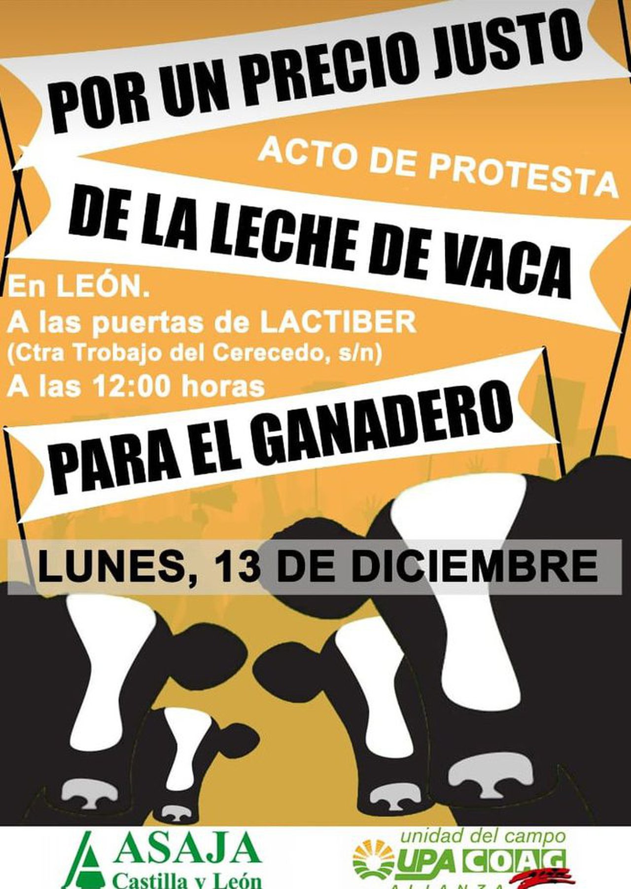 El sector lácteo leonés se manifiesta el lunes 13