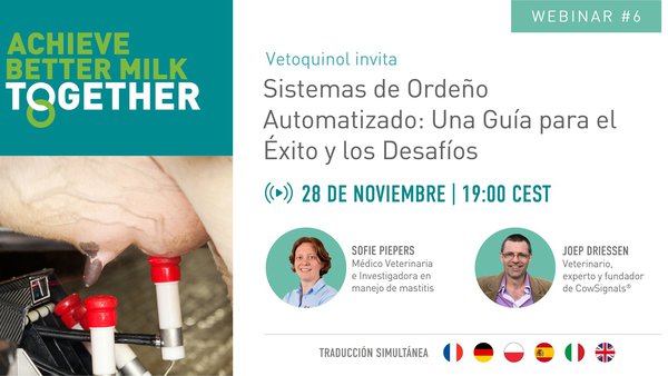Vetoquinol organiza un webseminar sobre sistemas de muxido automatizado
