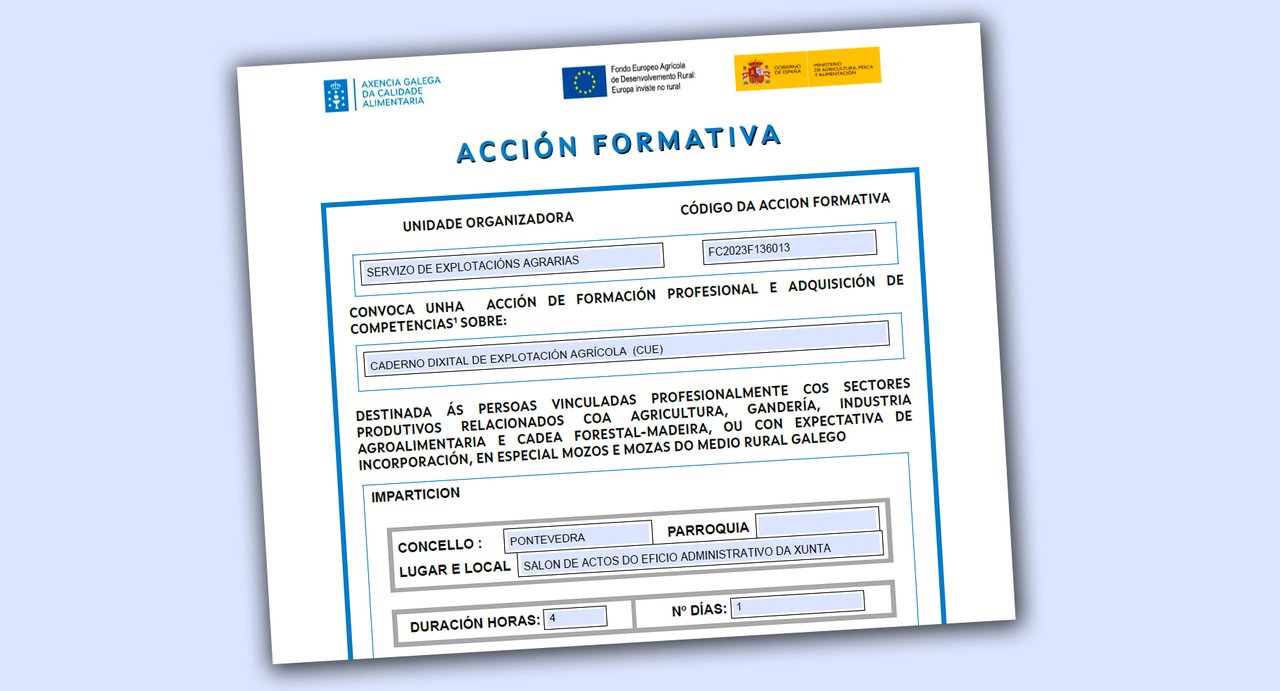 Xornada sobre o caderno dixital de explotación agrícola o 15 de novembro en Pontevedra