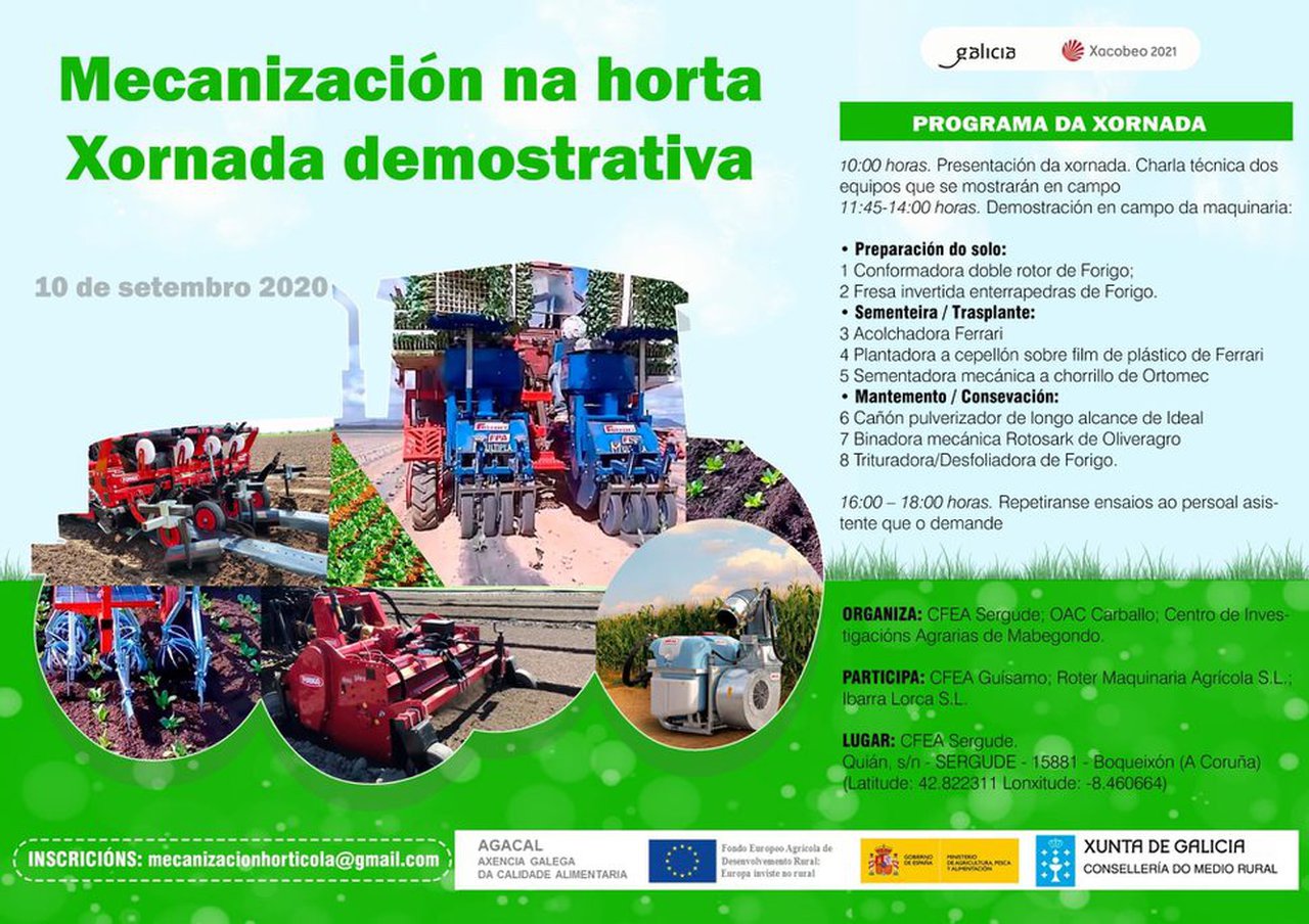 A xornada Mecanización na horta celebrarase o 10 de setembro